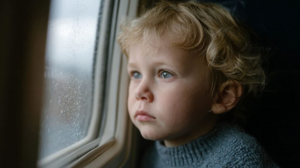 child feeling bored and restless at home on a rainy afternoon