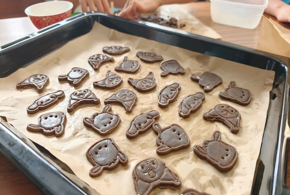 homemade character cookies baked by kids at home