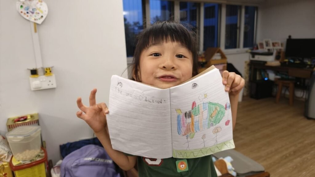 kids drawing and colouring at home
