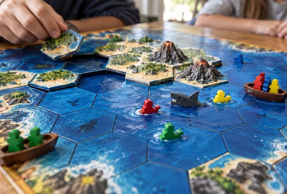 Close view of a shark near swimmer pieces in Survive: Escape from Atlantis